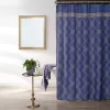 Denim Blue Geometric Fabric Shower Curtain 1 Denim Blue Geometric Fabric Shower Curtain -Broyhill Sales Store 810460544 1