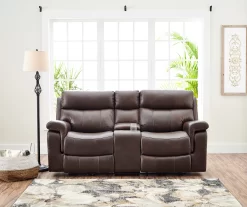 Wellsley Leather Power Reclining Console Loveseat -Broyhill Sales Store 810469259 111