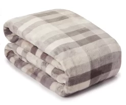 Broyhill Gray Plaid Velvet Plush Blanket -Broyhill Sales Store 810477869 1 1