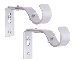 Brushed Nickel Adjustable Curtain Rod Brackets, 2-Pack