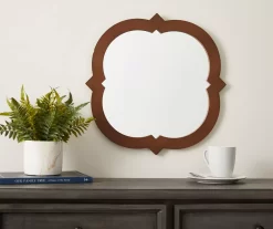 Brown Wooden Wall Mirror -Broyhill Sales Store 810513688 2