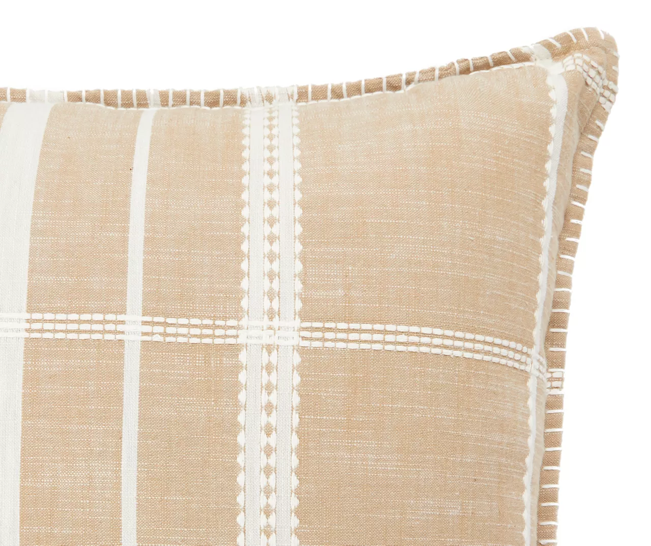 Tan & White Plaid Throw Pillow 4 Tan & White Plaid Throw Pillow - Image 2