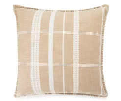 Tan & White Plaid Throw Pillow