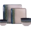 Green, Teal & Cream Square 16-Piece Stoneware Dinnerware Set -Broyhill Sales Store 810523825 1