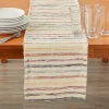 Beige & Multicolor Stitched Stripe Table Runner