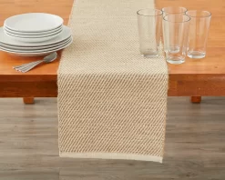 Beige & Tan Diagonal Stripe Table Runner