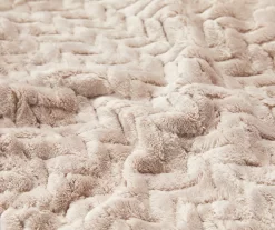 Tan Zigzag-Embossed Velvet Queen Blanket -Broyhill Sales Store 810531013 810617575 4