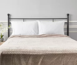 Tan Zigzag-Embossed Velvet Queen Blanket -Broyhill Sales Store 810531013 810617575 5