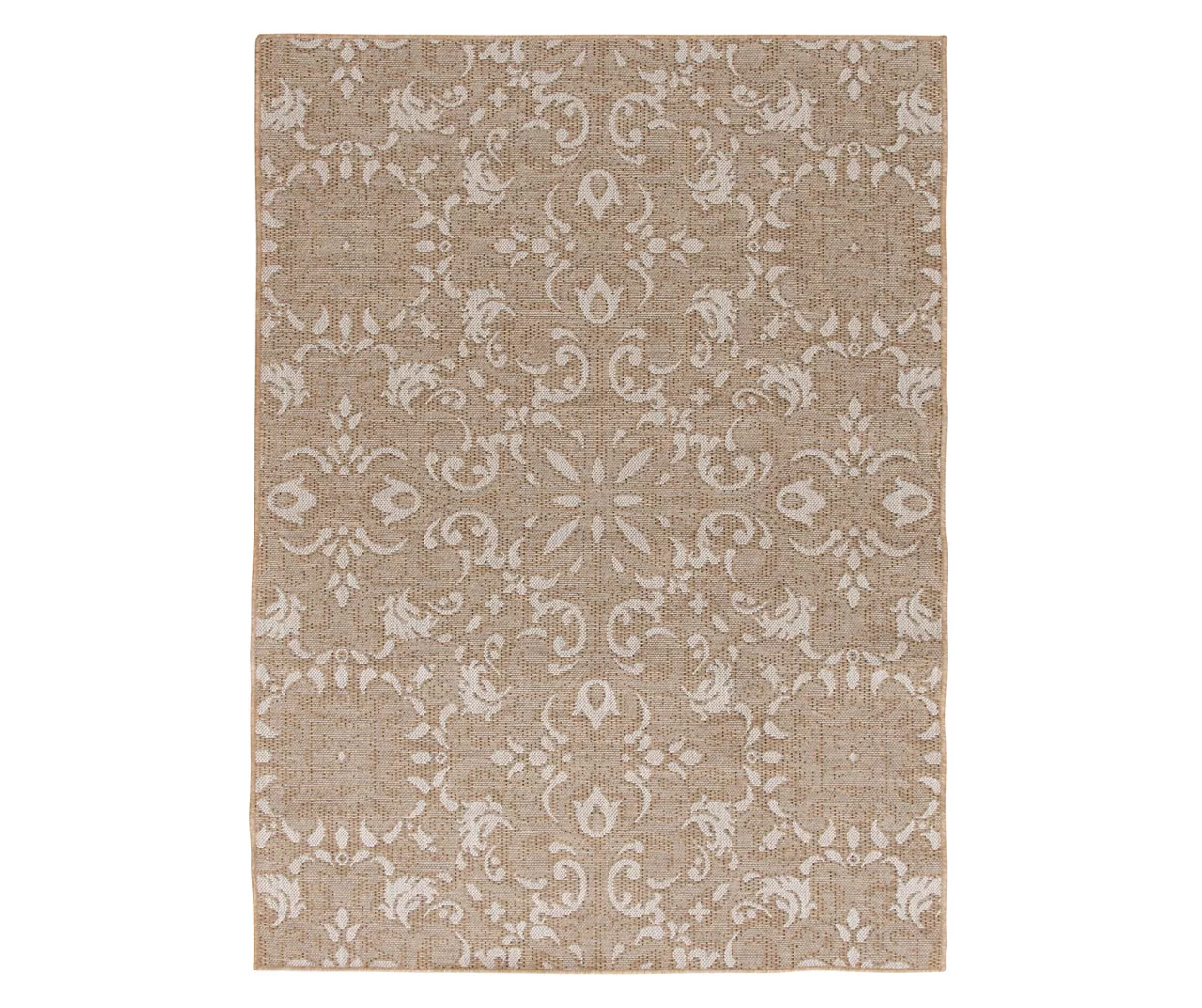 Sandpointe Tan & Ecru Damask Outdoor Area Rug, (5' X 7') 3 Sandpointe Tan & Ecru Damask Outdoor Area Rug, (5' X 7')