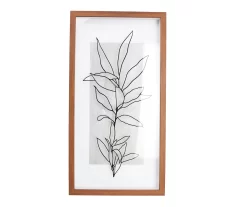 Black & Brown Botanical Line Drawing Leafy Plant Framed Wall Art