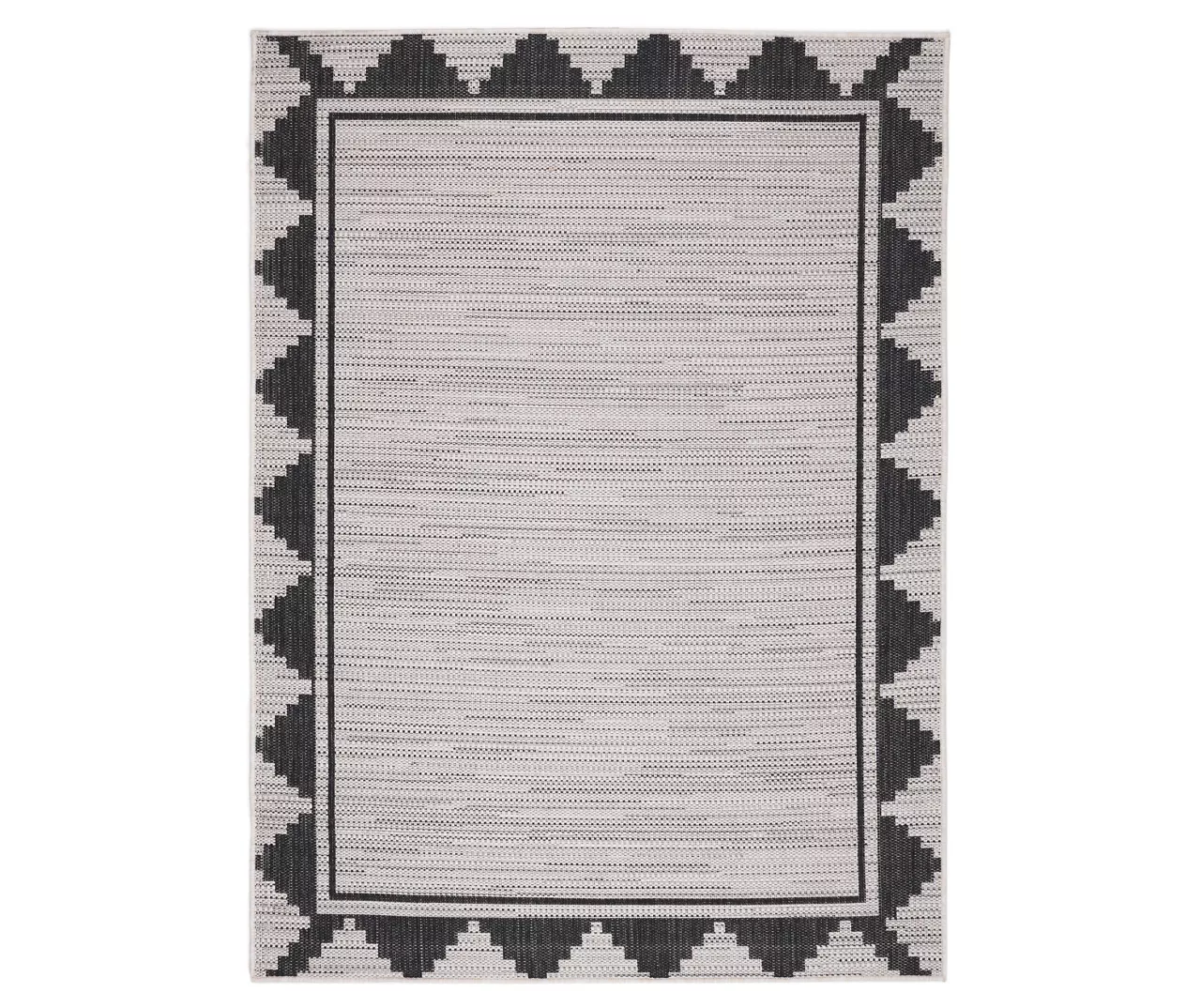 Gray & Black Geometric Border Outdoor Area Rug, (8' X 10') 3 Gray & Black Geometric Border Outdoor Area Rug, (8' X 10')