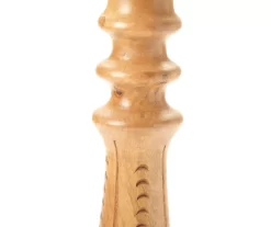 Light Brown Notch-Carved Pillar Candle Holder -Broyhill Sales Store 810547959 810547960 2