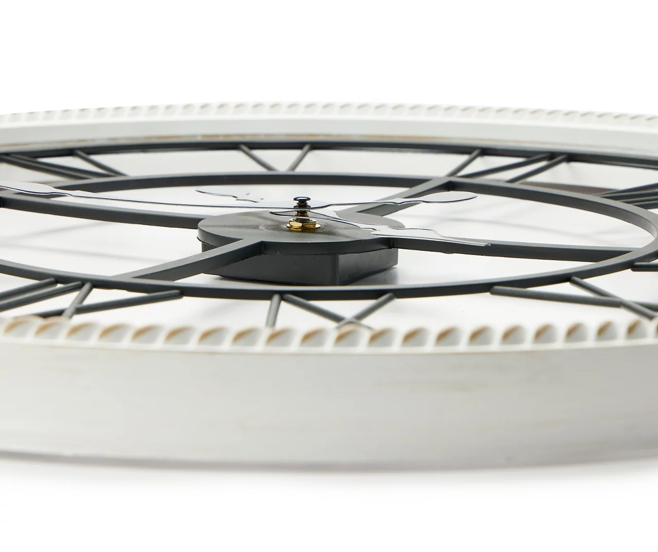 Rustic White Roman Numeral Round Wall Clock 4 Rustic White Roman Numeral Round Wall Clock - Image 2