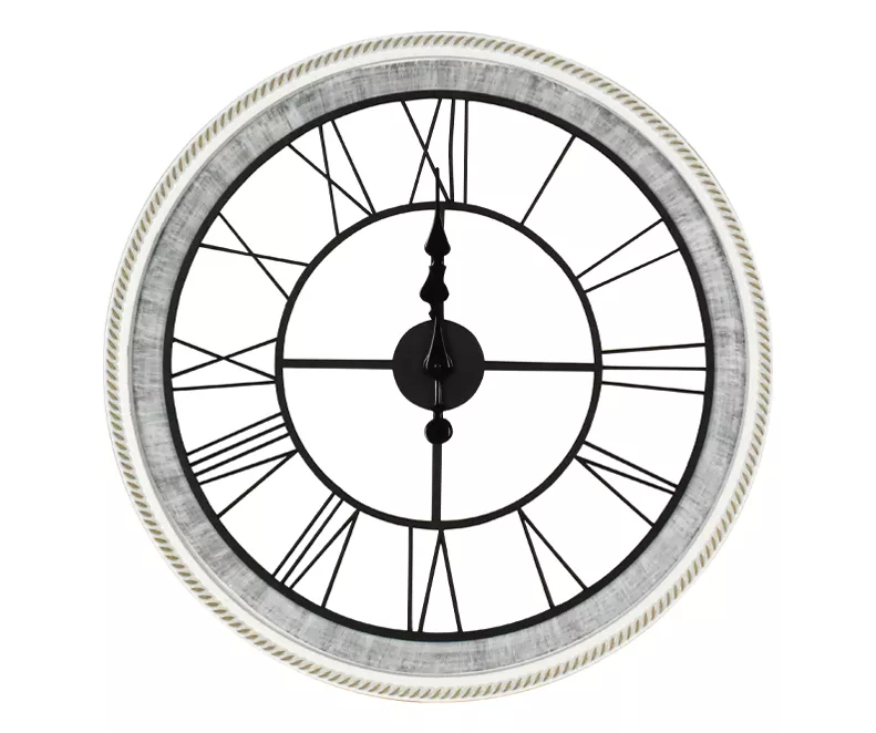 Rustic White Roman Numeral Round Wall Clock 3 Rustic White Roman Numeral Round Wall Clock