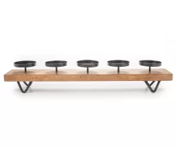 Wood & Metal 5-Tier Pillar Candle Holder