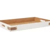 White Decorative Tray With Brown Faux Leather Accents -Broyhill Sales Store 810552397
