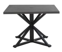 Autumn Cove Brown Wood Look Square Steel Patio Dining Table