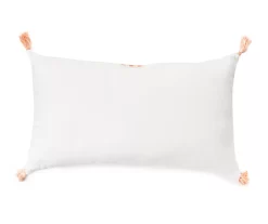 White & Orange Embroidered Stripe Tassel-Accent Throw Pillow -Broyhill Sales Store 810557804 1