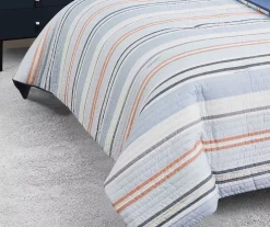 Broyhil Blue & Coral Stripe Comforter Set -Broyhill Sales Store 810558692 2