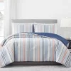 Blue & Coral Stripe Full/Queen 3-Piece Comforter Set -Broyhill Sales Store 810558693 1