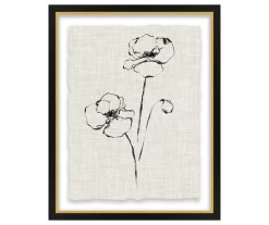 Beige & Black Floral 2 Deckled Edge Framed Print