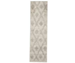 London Light Gray Diamond Lattice Shag Runner Rug, (2' X 7')