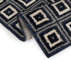 Klein Navy Square Pattern Runner Rug, (2' X 7') -Broyhill Sales Store 810562954 2