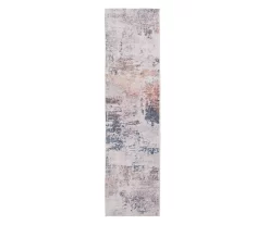 Paityn Gray & Blue Abstract Runner Rug, (2' X 7')