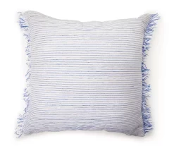 Blue Textured Stripe Square Throw Pillow