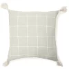 Sage Green & White Windowpane Grid Tassel-Accent Square Throw Pillow -Broyhill Sales Store 810565722