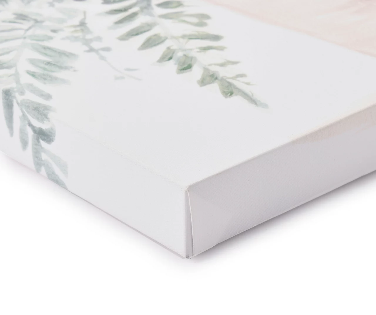 White & Green Embellished Cattail Wrapped Canvas 4 White & Green Embellished Cattail Wrapped Canvas - Image 2