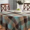 Mineral Blue & Brown Plaid Cotton Tablecloth -Broyhill Sales Store 810569770