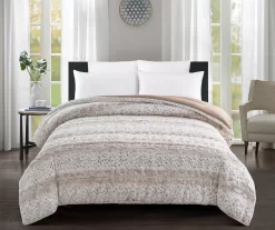 Tan Animal Print Faux Fur Full/Queen Comforter
