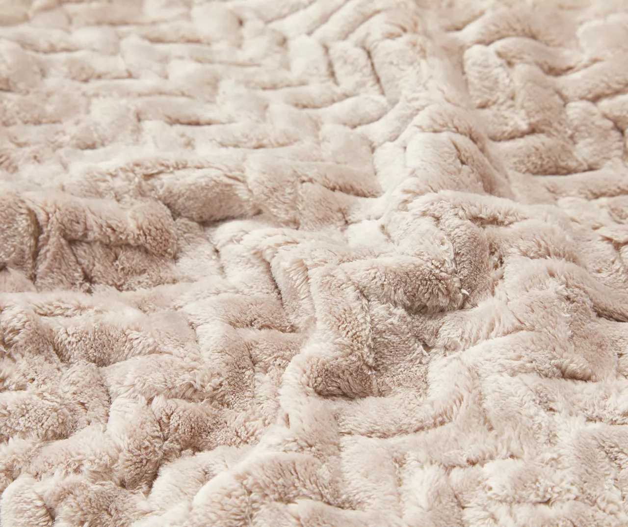 Tan Chevron Embossed Velvet Queen Blanket 5 Tan Chevron Embossed Velvet Queen Blanket - Image 3