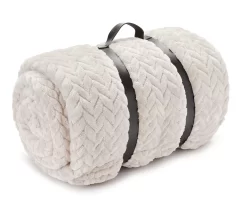 Broyhill Whisper White Chevron Embossed Velvet Blanket