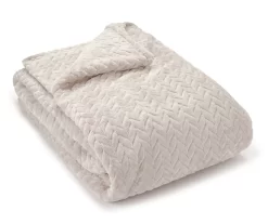 Whisper White Zigzag-Embossed Velvet King Blanket -Broyhill Sales Store 810573800 810573798 810617576 1 1