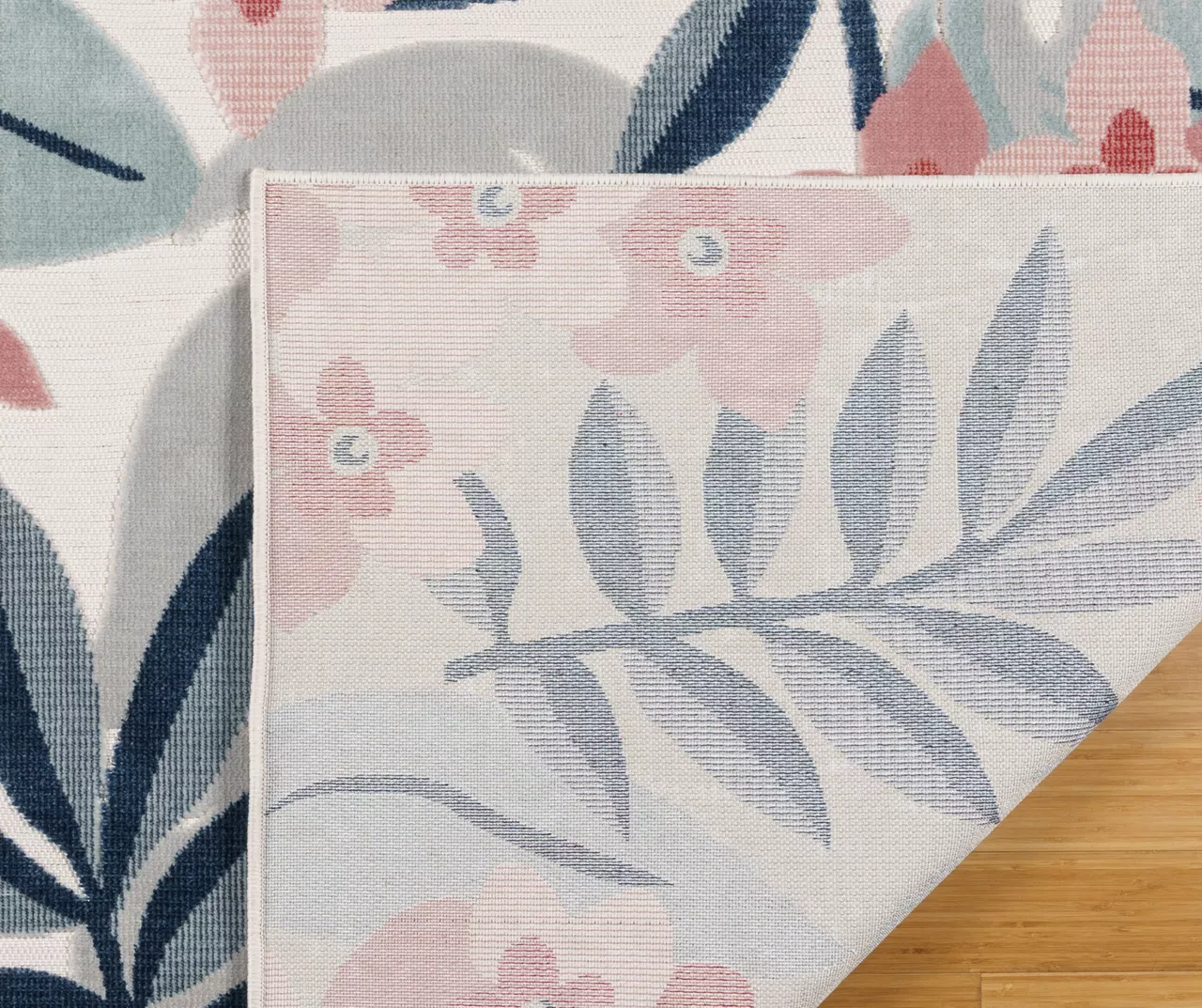 Nauru Blue & Pink Floral Outdoor Area Rug, (8' X 10') 6 Nauru Blue & Pink Floral Outdoor Area Rug, (8' X 10') - Image 4