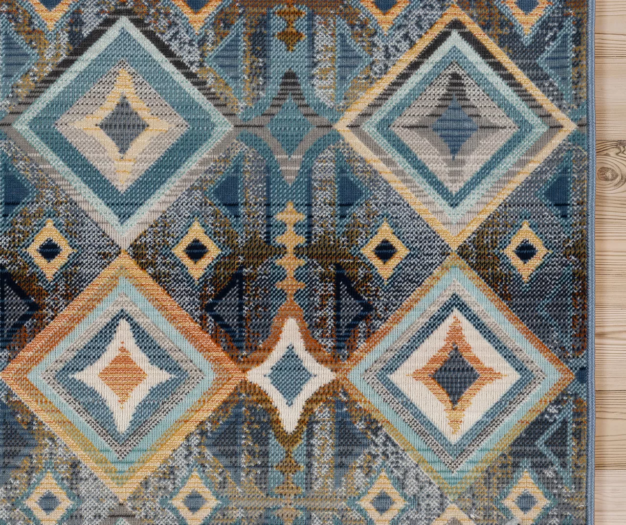 Broyhill Karok Blue & Yellow Geometric Outdoor Area Rug 4 Broyhill Karok Blue & Yellow Geometric Outdoor Area Rug - Image 3
