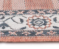 Braiden Orange & Navy Floral Medallion Outdoor Area Rug, (8' X 10') -Broyhill Sales Store 810587368 810587369 810587370 5 1