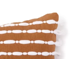 Golden Brown & White Tassel Stripe Throw Pillow -Broyhill Sales Store 810590727 2 A8