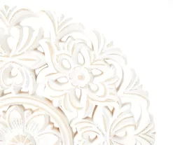 White Floral Cut-Out Carved Circle Tabletop Decor -Broyhill Sales Store 810603880 A8 2