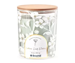 Verbena Leaf & Petals 2-Wick Floral Glass Candle, 16 Oz.