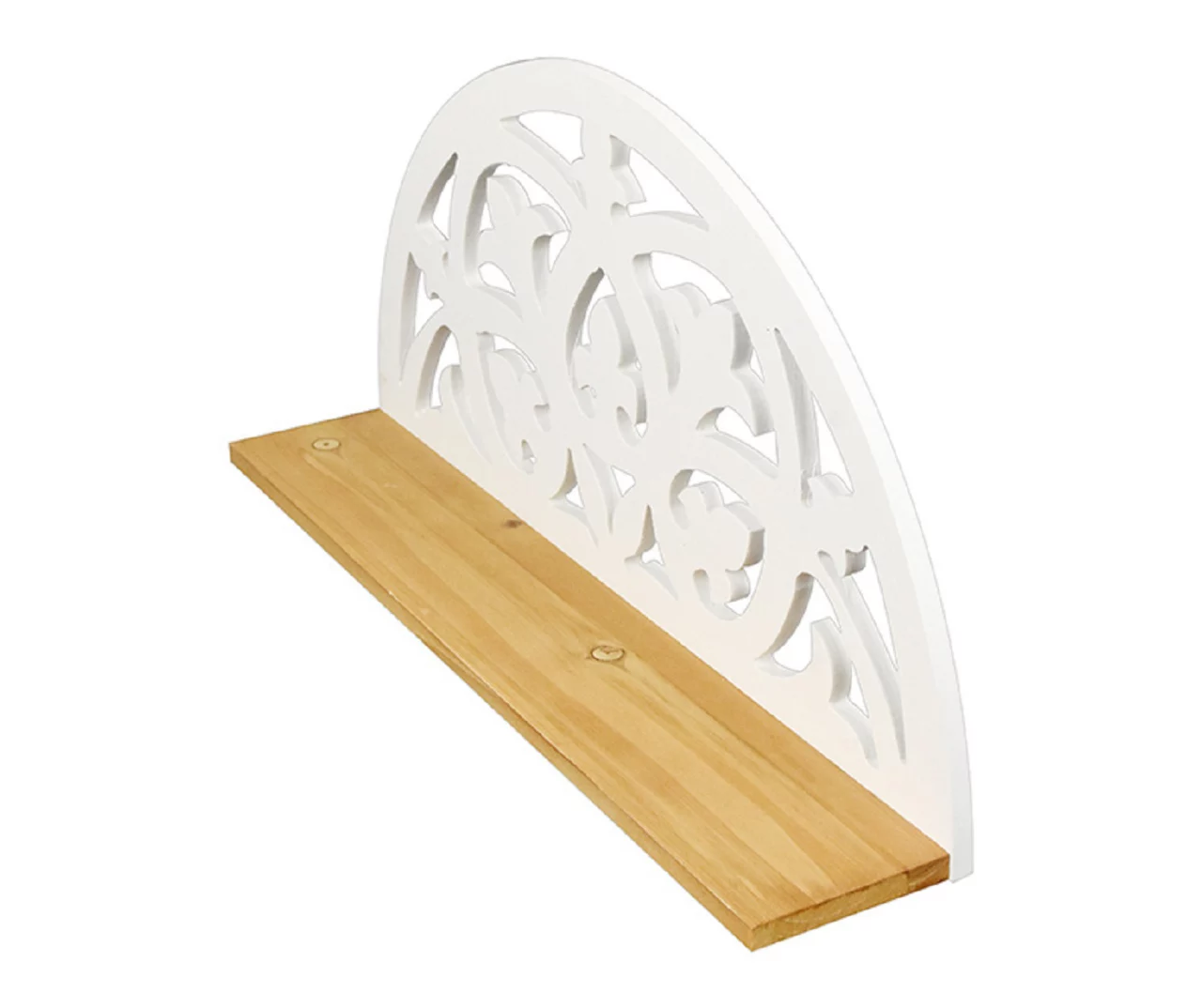 White Fleur-De-Lis Carved Wood Wall Shelf 4 White Fleur-De-Lis Carved Wood Wall Shelf - Image 2