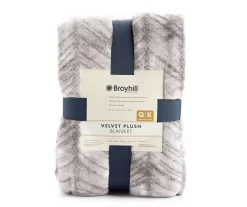 Gray & White Herringbone Queen/King Plush Velvet Blanket 7 Gray & White Herringbone Queen/King Plush Velvet Blanket -Broyhill Sales Store 810609052 810609051 A0 1
