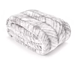 Gray & White Herringbone Queen/King Plush Velvet Blanket 9 Gray & White Herringbone Queen/King Plush Velvet Blanket -Broyhill Sales Store 810609052 810609051 A0 2 1