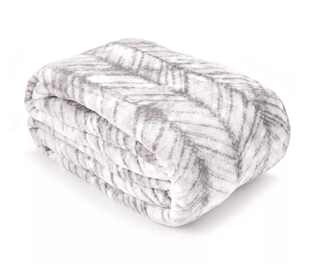 Gray & White Herringbone Queen/King Plush Velvet Blanket 6 Gray & White Herringbone Queen/King Plush Velvet Blanket - Image 4