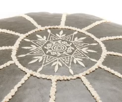 Moroccan Vegan Leather Pouf -Broyhill Sales Store 810617353 A8