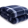 Navy & White Plaid Twin/Full Velvet Plush Blanket -Broyhill Sales Store 810617521 810617523 A0 1 1