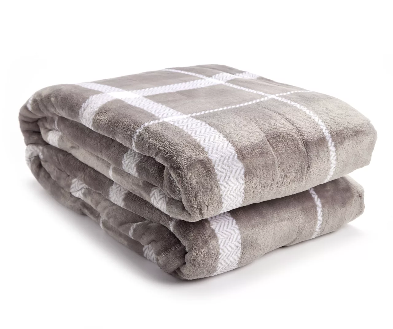 Gray & White Plaid Queen/King Velvet Plush Blanket 3 Gray & White Plaid Queen/King Velvet Plush Blanket