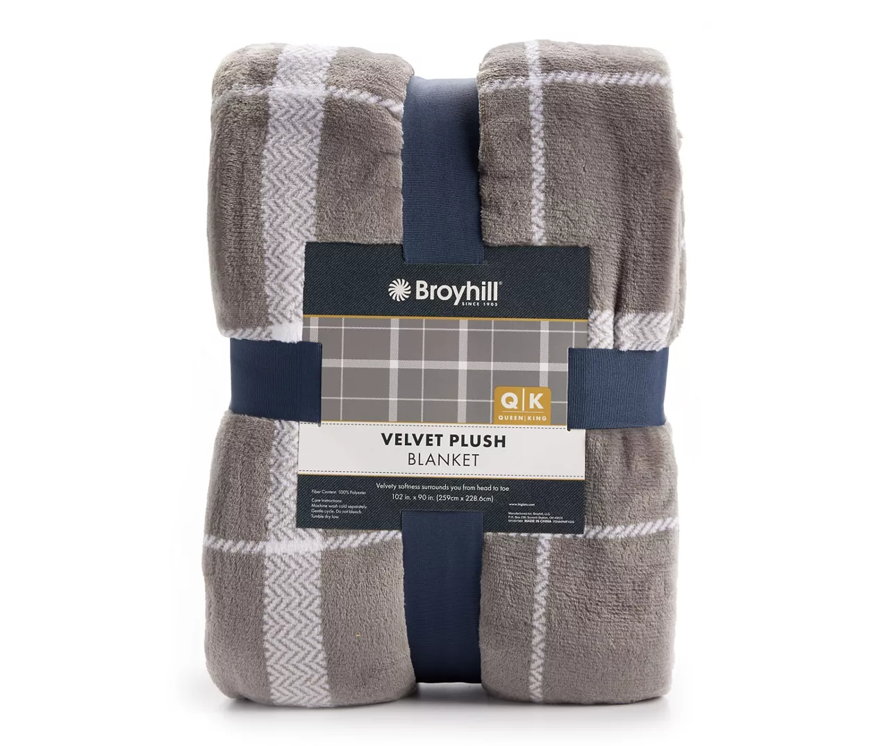 Gray & White Plaid Queen/King Velvet Plush Blanket 4 Gray & White Plaid Queen/King Velvet Plush Blanket - Image 2